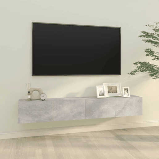 móveis de TV - Armários TV parede 2pcs 100x30x30cm madeira cinza cimento