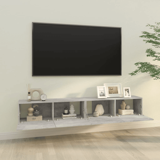 móveis de TV - Armários TV parede 2pcs 100x30x30cm madeira cinza cimento