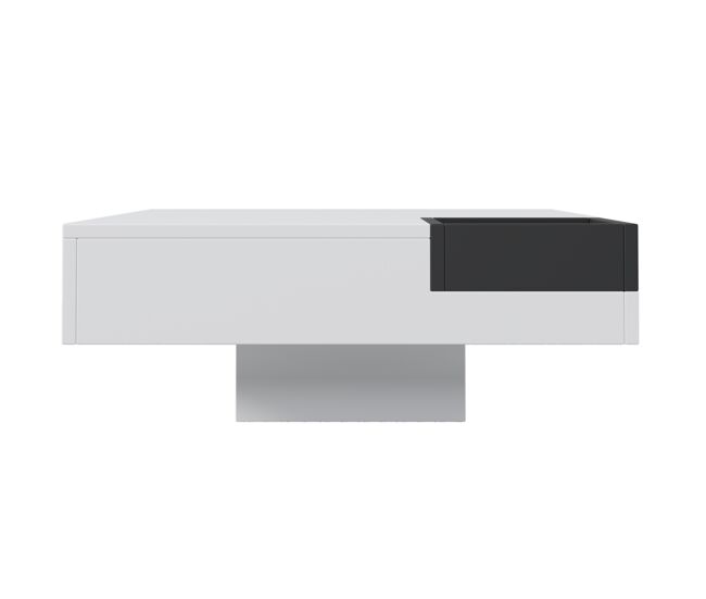 Mesa de centro cuadrada con caja de almacenamiento extraíble - luces led en la parte inferior - blanco