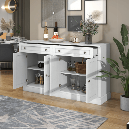 Aparador com 4 portas e 2 gavetas - madeira - altura 86 cm - branco