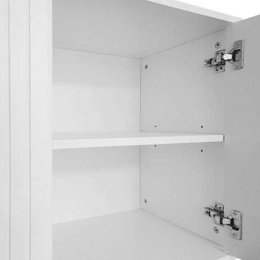 Aparador moderno com prateleiras reguláveis - 3 portas em forma de U - puxadores e base em metal - Branco