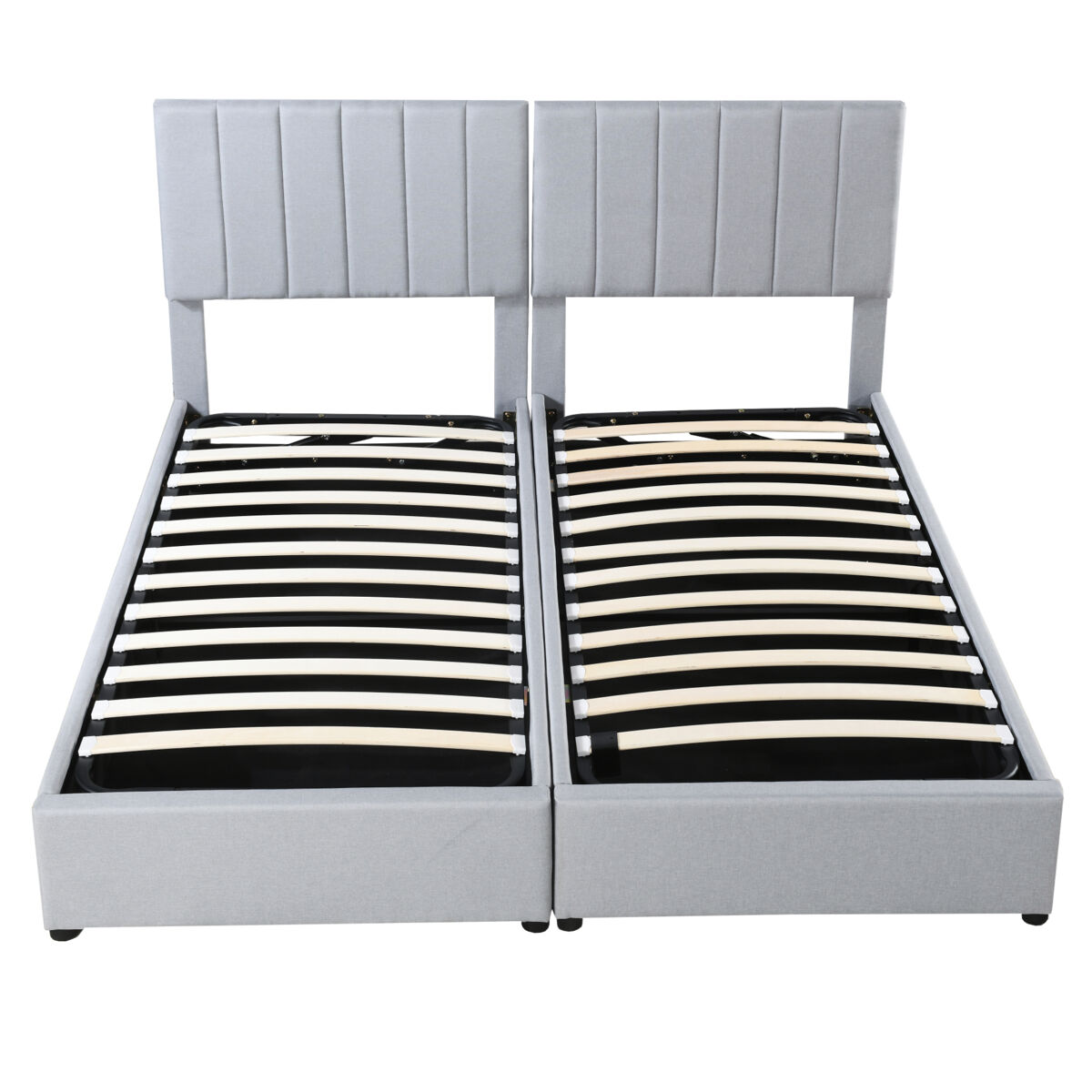 cama canape tapizada en tejido de lino - 180x200cm - convertible en 2 camas individuales - gris