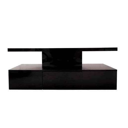 Mesa de centro com arrumação e LED - aspeto brilhante - Preto