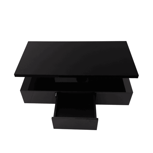 Mesa de centro com arrumação e LED - aspeto brilhante - Preto