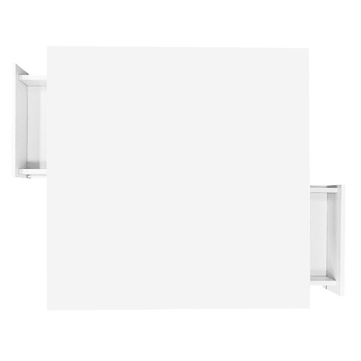 Mesa de centro com 2 gavetas - aspeto brilhante e decorações douradas - Branco
