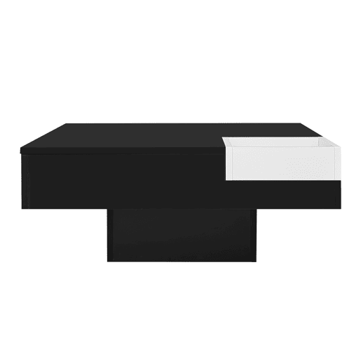 Mesa de centro quadrada com caixa de arrumação extraível - Luzes LED na parte inferior - Preto