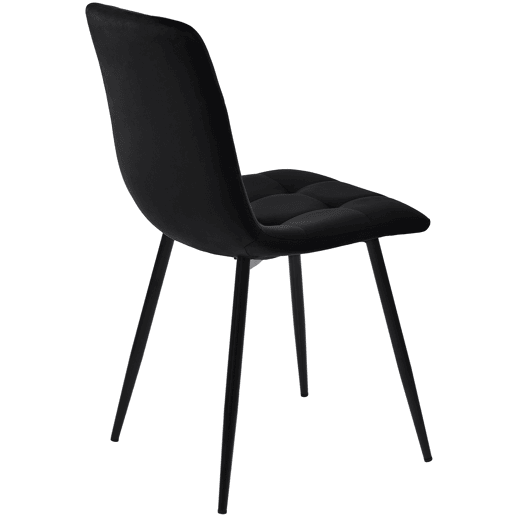 Conjunto de 4 cadeiras de jantar - estrutura metálica - tecido de veludo - preto
