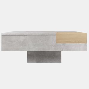 Mesa de centro quadrada com caixa de arrumação extraível - Cinzento claro