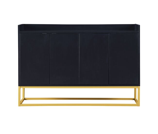 Aparador con 4 puertas sin tirador - estilo contemporáneo - madera + metal - negro