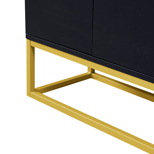 Aparador com 4 portas sem puxadores - estilo contemporâneo - madeira + metal - preto