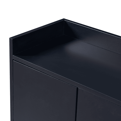 Aparador com 4 portas sem puxadores - estilo contemporâneo - madeira + metal - preto
