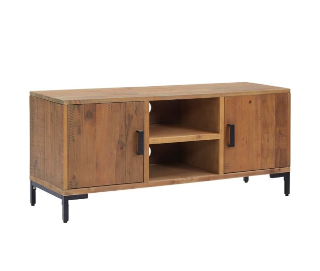 Mueble para TV - Mueble TV - Mesa de TV madera maciza de pino marrón 110x35x48 cm