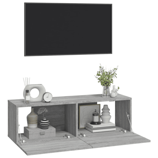 Armários parede - Móveis TV 2pcs 100x30x30 cm derivados cinza sonoma