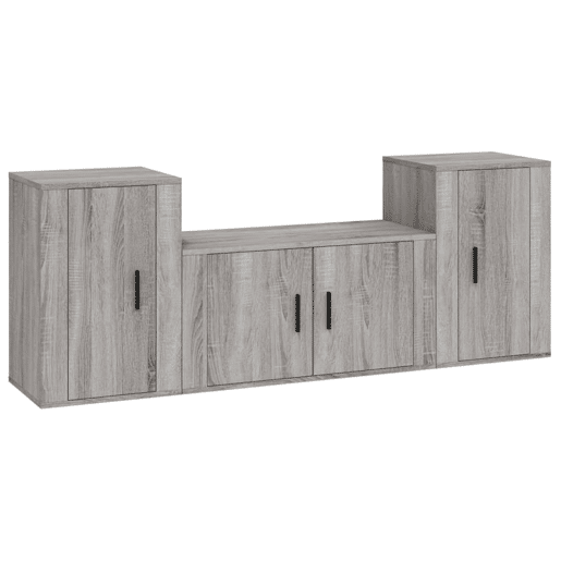 Conjunto móveis de TV - Armários TV 3 pcs madeira processada sonoma cinza