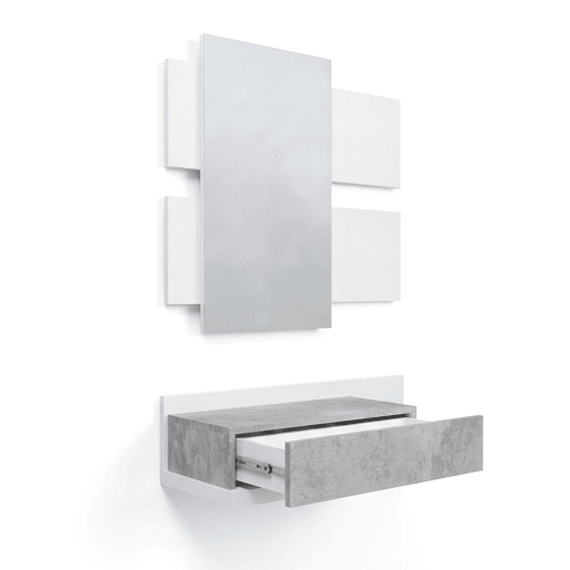 Mueble recibidor Milo Branco Artik (Branco mate) - Cinzento Cimento 75 x 116 x 29 cm