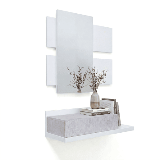 Mueble recibidor Milo Branco Artik (Branco mate) - Cinzento Cimento 75 x 116 x 29 cm