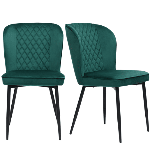 Conjunto de 2 cadeiras estofadas em veludo - estrutura metálica - Verde