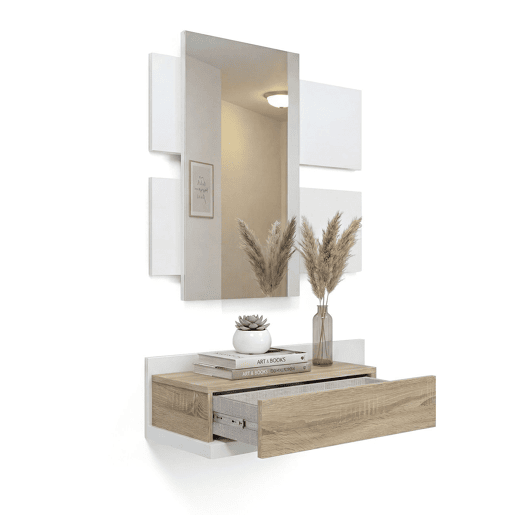 Mueble recibidor Milo Artik White (Branco mate) - Carvalho canadiano 75 x 116 x 29 cm