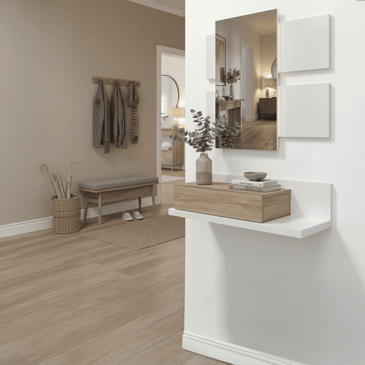 Mueble recibidor Milo Artik White (Branco mate) - Carvalho canadiano 75 x 116 x 29 cm