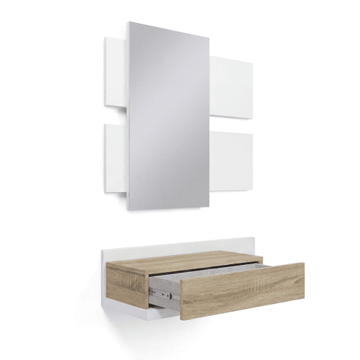 Mueble recibidor Milo Artik White (Branco mate) - Carvalho canadiano 75 x 116 x 29 cm
