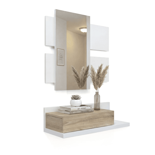 Mueble recibidor Milo Artik White (Branco mate) - Carvalho canadiano 75 x 116 x 29 cm