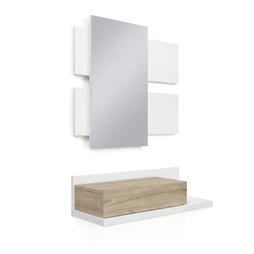 Mueble recibidor Milo Artik White (Branco mate) - Carvalho canadiano 75 x 116 x 29 cm