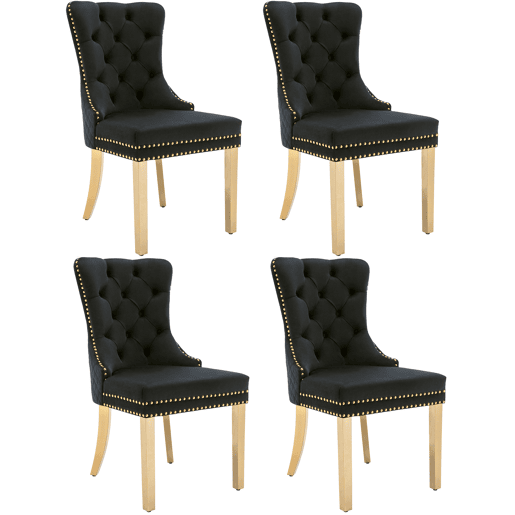 Conjunto de 4 cadeiras de veludo com pernas de metal - Preto