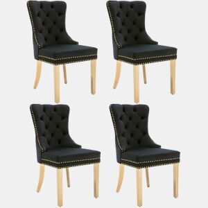 Conjunto de 4 cadeiras de veludo com pernas de metal - Preto