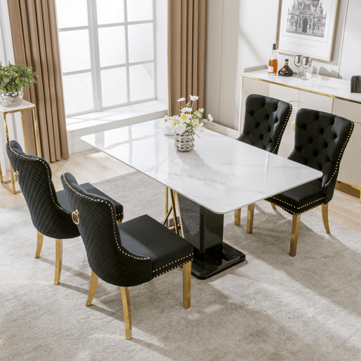 Conjunto de 4 cadeiras de veludo com pernas de metal - Preto