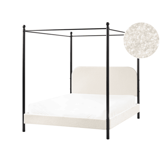 Beliani Cama com dossel Bouclé DANNEMOIS Beliani Cama com dossel Bouclé DANNEMOIS