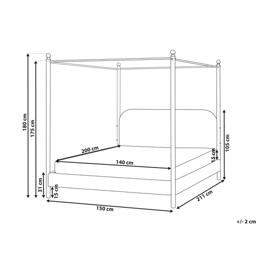 Beliani Cama com dossel Bouclé DANNEMOIS Beliani Cama com dossel Bouclé DANNEMOIS