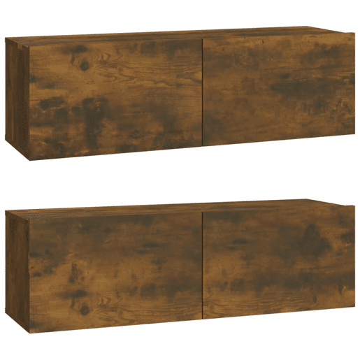 Móveis TV - Armários de TV parede 2pcs 100x30x30cm derivados madeira cor fumado