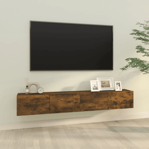 Móveis TV - Armários de TV parede 2pcs 100x30x30cm derivados madeira cor fumado