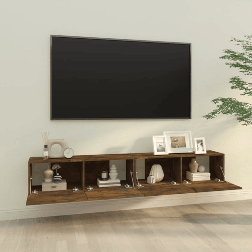 Móveis TV - Armários de TV parede 2pcs 100x30x30cm derivados madeira cor fumado
