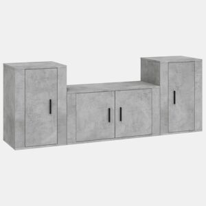 Conjunto móveis de TV - Armários TV 3 pcs madeira processada cinzento cimento