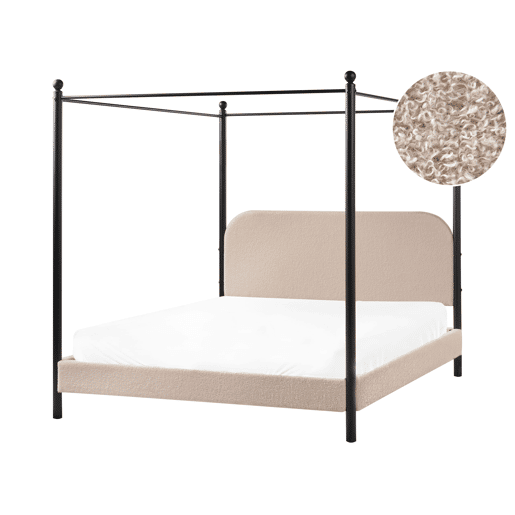 Beliani Cama com dossel Bouclé DANNEMOIS