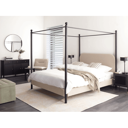 Beliani Cama com dossel Bouclé DANNEMOIS