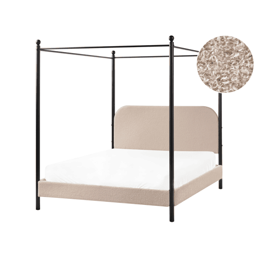 Beliani Cama com dossel Bouclé DANNEMOIS Beliani Cama com dossel Bouclé DANNEMOIS