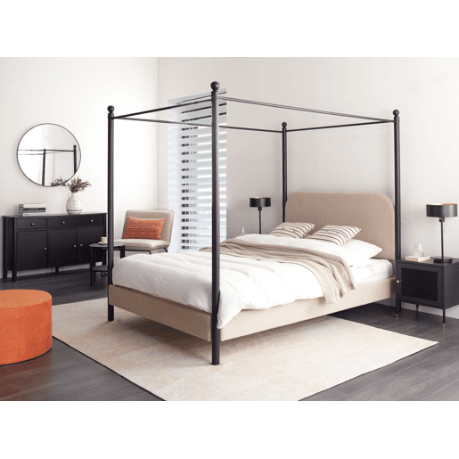 Beliani Cama com dossel Bouclé DANNEMOIS Beliani Cama com dossel Bouclé DANNEMOIS
