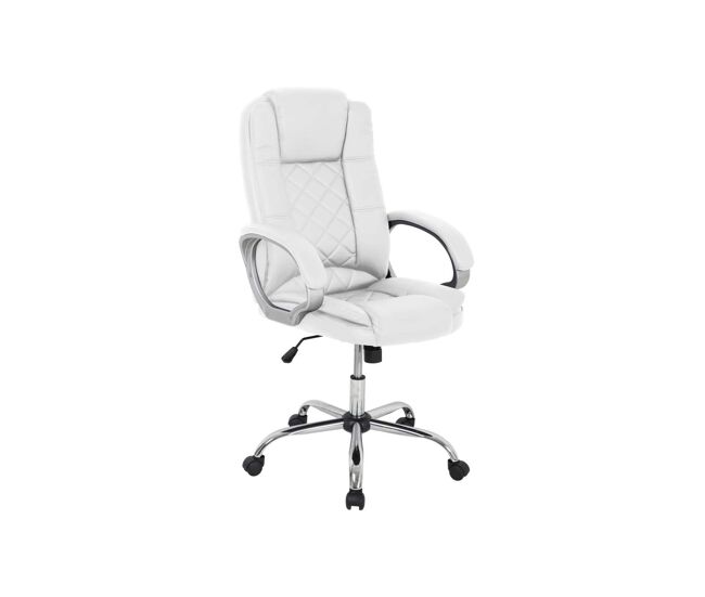 Sillón giratorio inmaculada en polipiel blanco, 66,5 x 51 x 111-120 cm