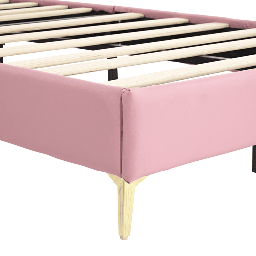 Cama de criança 90x200cm em pele sintética - design exclusivo - Rosa e branco