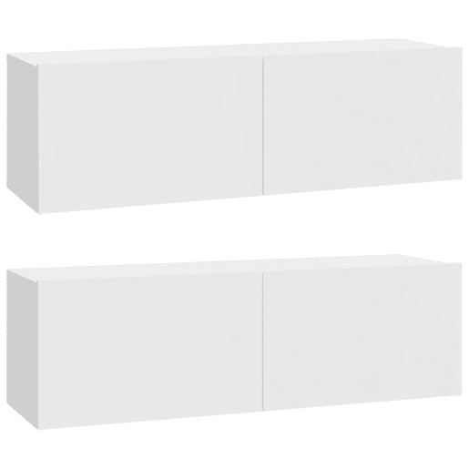 Armários de TV - Móveis de TV parede 2pcs 100x30x30 cm derivados madeira branco