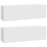 Armários de TV - Móveis de TV parede 2pcs 100x30x30 cm derivados madeira branco