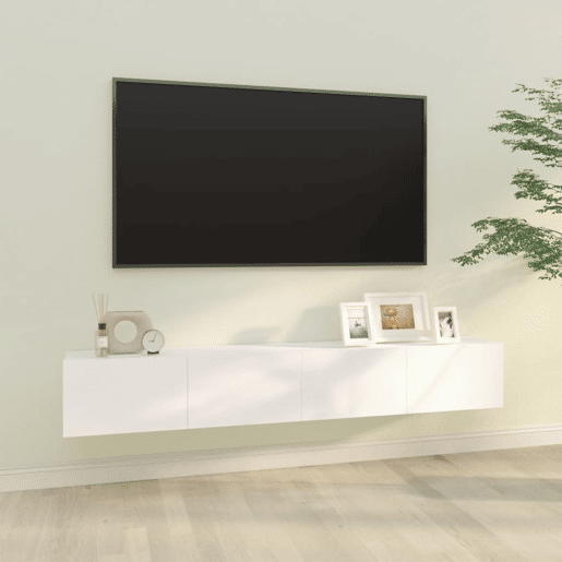 Armários de TV - Móveis de TV parede 2pcs 100x30x30 cm derivados madeira branco