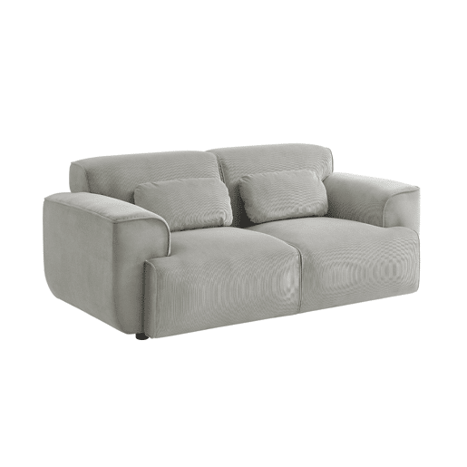 Sofá de bombazina em veludo canelado fino, 2 lugares, Wallas veludo canelado, Cinza Claro, 178x97.5x73 cm