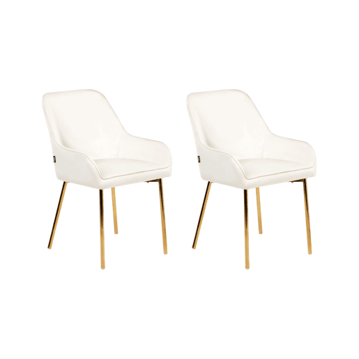Conjunto de 2 cadeiras de jantar LOVERNA Veludo Branco creme