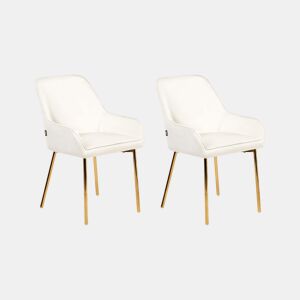 Conjunto de 2 cadeiras de jantar LOVERNA Veludo Branco creme