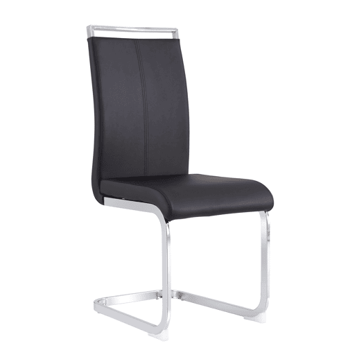 Conjunto de 4 cadeiras cantilever em pele sintética - armação em metal cromado - Preto Conjunto de 4 cadeiras cantilever em pele sintética - armação em metal cromado - Preto