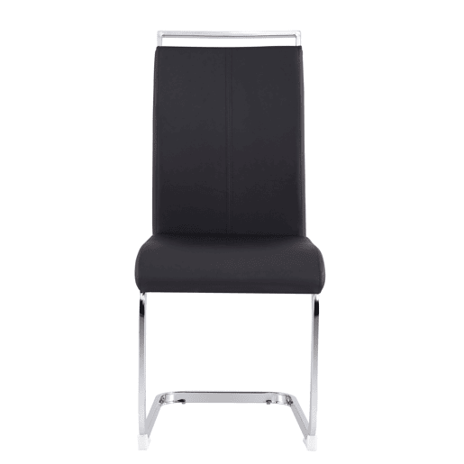 Conjunto de 4 cadeiras cantilever em pele sintética - armação em metal cromado - Preto Conjunto de 4 cadeiras cantilever em pele sintética - armação em metal cromado - Preto