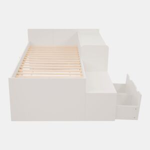 Cama de criança em madeira 90x200 cm - com secretária e gavetas - com estrado - Branco